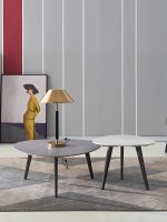 Elegant Stone Coffee Table with Metal Base for Wholesale