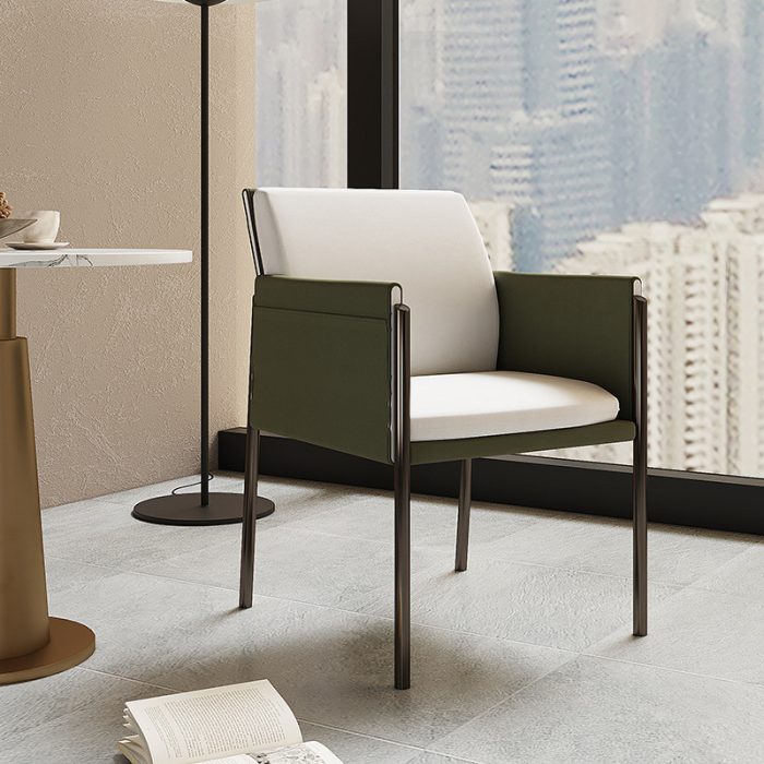 Modern Leather and Fabric Cushioned Wooden Frame Chairs for Wholesale Distribution-XBK-Q5