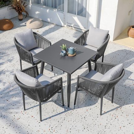 Enjoy seamless outdoor dining with premium furniture choices.
