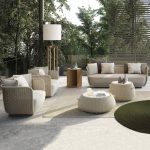 Experience elegance in your backyard with a luxury sofa.