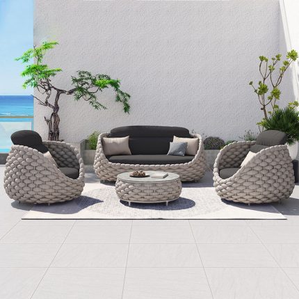 Swing into comfort with a modern outdoor sofa.