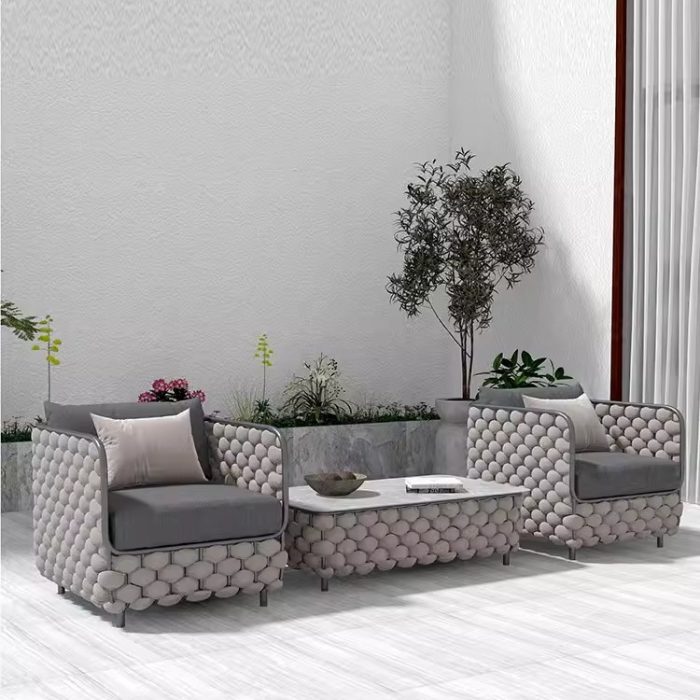 Experience elegance in your backyard with a luxury sofa.