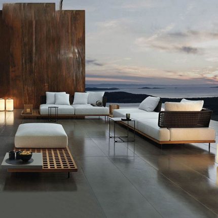 Delight in leisure with a comfortable outdoor sofa.