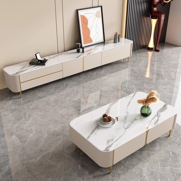 Luxury-Inspired Ceramic Stone Coffee Table