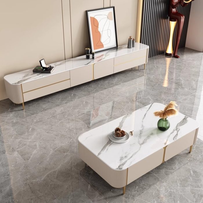 Luxury-Inspired Ceramic Stone Coffee Table