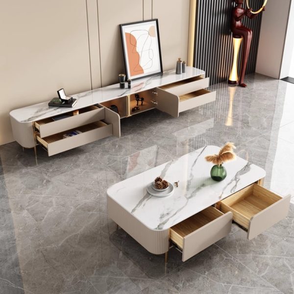 Luxury-Inspired Ceramic Stone Coffee Table