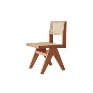 Nordic Natural Wood Dining Chair with Rattan Seat – Perfect for Modern Dining Spaces