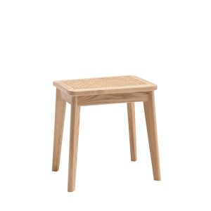 Rattan-Wrapped Ash Wood Vanity Stool