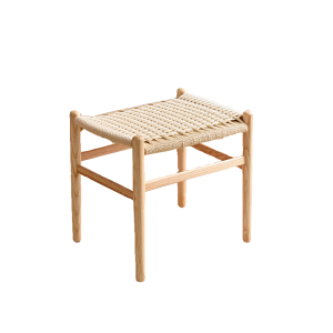 Scandinavian Ash Wood Bench with Rope Design