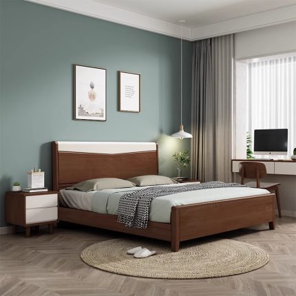 Discover the modern elegance of a rubberwood solid bed.