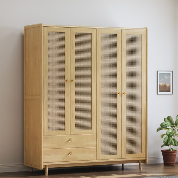 Rattan Woven Solid Wood Wardrobe