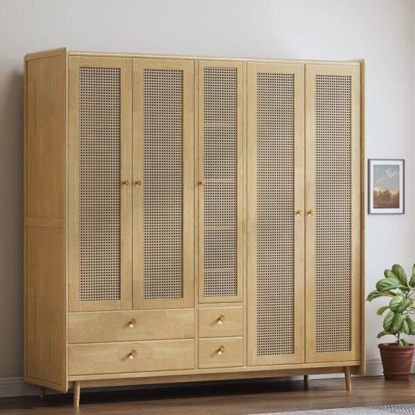 Rattan Woven Solid Wood Wardrobe