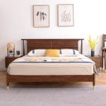 Embrace Nordic luxury with this elegantly crafted wooden bed.