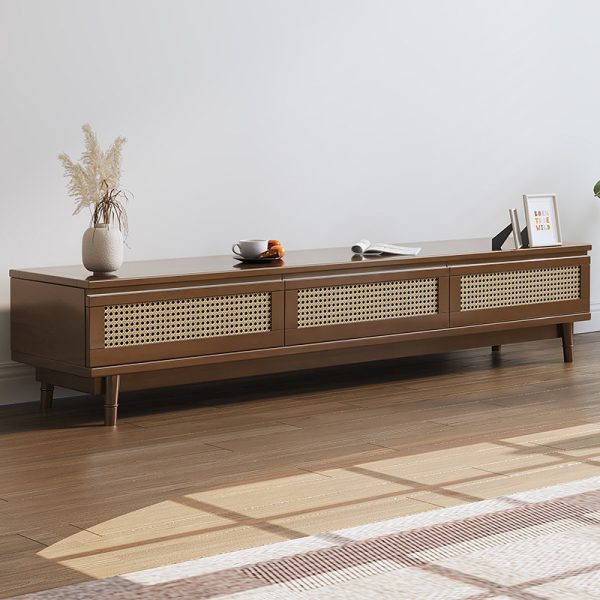 Rattan Solid Wood TV Cabinet