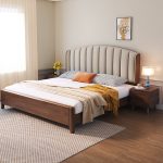 The rubberwood solid bed is a fusion of durability and modern style.