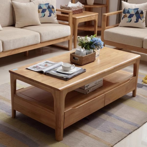 Scandinavian Style Solid Wood Coffee Table for Contemporary Homes