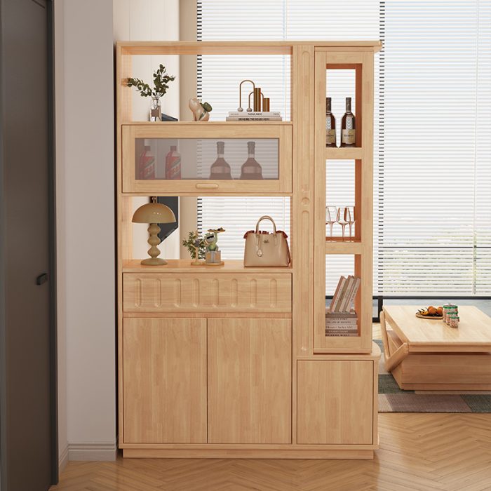 Scandinavian Style Solid Wood Storage Cabinet for Living Room