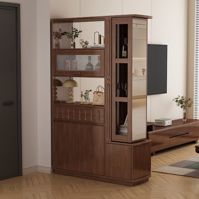 Scandinavian Style Solid Wood Storage Cabinet for Living Room