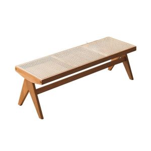 Nordic-Inspired Rattan Bench for Living Rooms and Stores