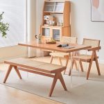 Nordic-Inspired Rattan Bench for Living Rooms and Stores
