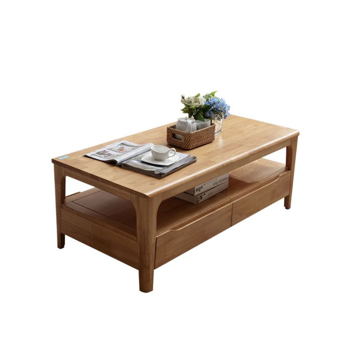 Nordic-inspired coffee table with clean lines and muted colors for a calm and durable focal point.