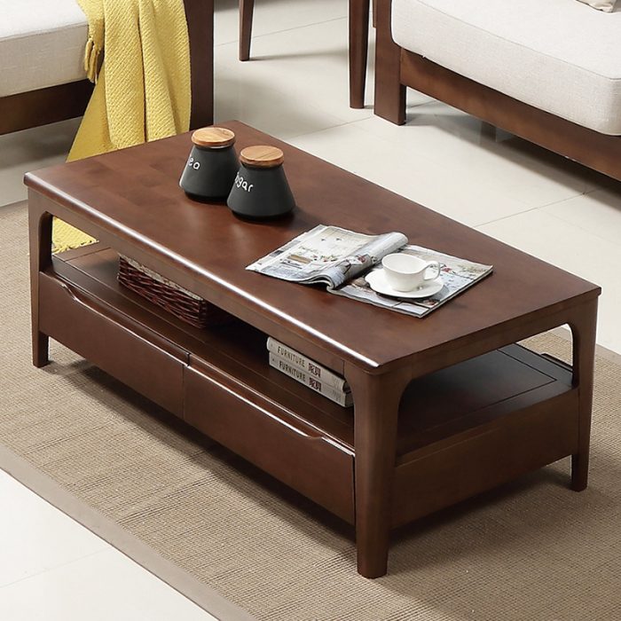 Nordic-inspired coffee table with clean lines and muted colors for a calm and durable focal point.