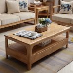 Nordic-inspired coffee table with clean lines and muted colors for a calm and durable focal point.