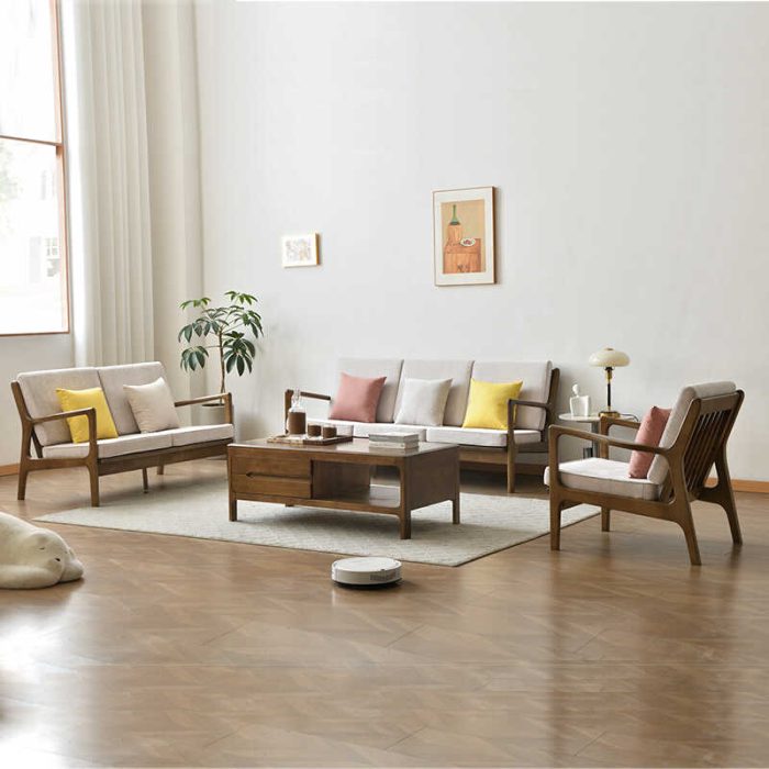 "A solid wood frame sofa that embodies elegance and practicality."