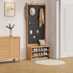 Nordic Style Shoe Bench with Pegboard – Space-Saving & Stylish