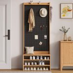 Nordic Style Shoe Bench with Pegboard – Space-Saving & Stylish