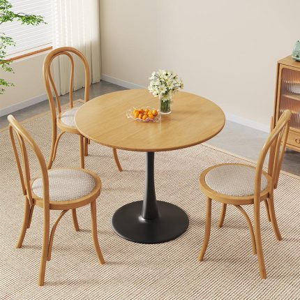 Sleek Solid Wood Dining Table in Scandinavian Style