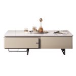 Sleek Stone Top TV Stand and Coffee Table in Nordic Design