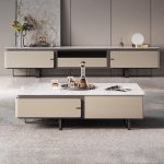 Sleek Stone Top TV Stand and Coffee Table in Nordic Design