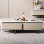 Sleek Stone Top TV Stand and Coffee Table in Nordic Design