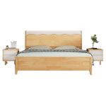 The rubberwood solid bed embodies a sleek modern design with a minimalist vibe