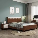 The rubberwood solid bed embodies a sleek modern design with a minimalist vibe