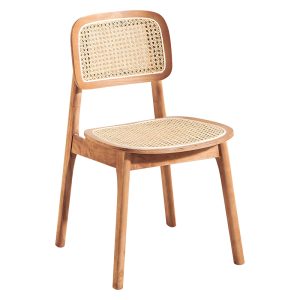 Nordic Solid Wood Backrest Dining Chair with Rattan Weave – Elegant and Comfortable