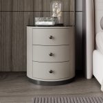 Sophisticated Leather & Stone Veneer Nightstand for Luxury Bedrooms