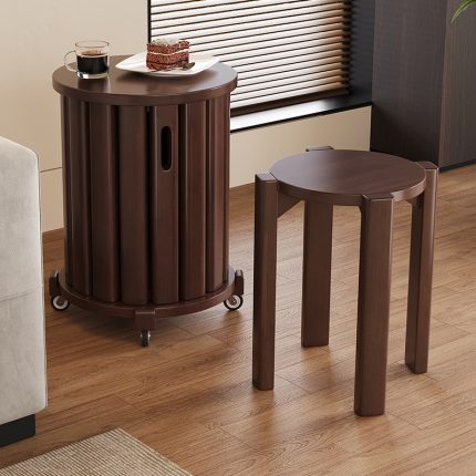 Stackable Solid Wood Round Stool