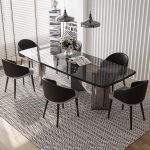 Modern Luxury Tempered Glass Dining Table - Artistic Design & Premium Quality