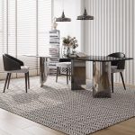 Modern Luxury Tempered Glass Dining Table - Artistic Design & Premium Quality