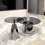 Artistic Glass Coffee Table with Handcrafted Details - Unique & Premium