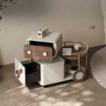 Stylish Movable Coffee Table with Stone Surface in Nordic Design