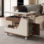 Versatile Nordic Style Movable Coffee Table with Stone Surface