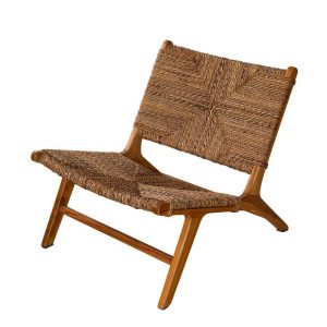 Wooden Designer Lounge Chair with Rope Backrest