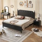 The vintage rubberwood bed merges elegance with lasting durability.