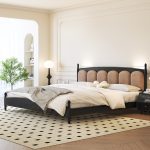 The vintage rubberwood bed combines classic elegance with sturdy craftsmanship.