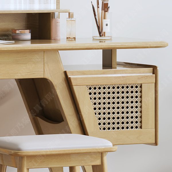 solid wood dressing table with rattan weaving