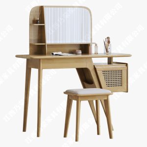 solid wood dressing table with rattan weaving