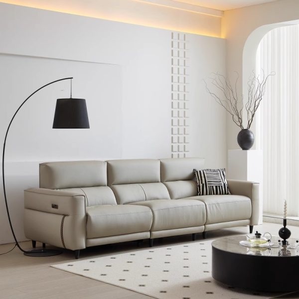 Modern Minimalist Zero-Wall Electric Reclining Genuine Leather Sofa - Sleek and Functional